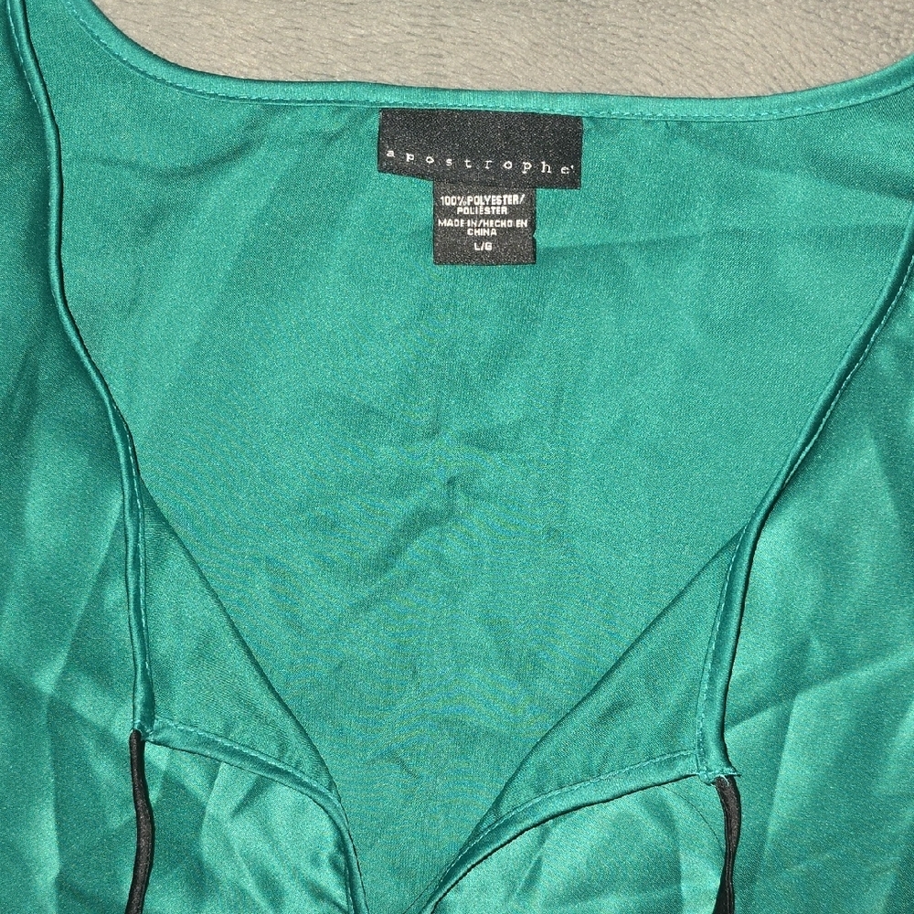 Apostrophe Teal Long Sleeved Blouse Size Large - Picture 2 of 7